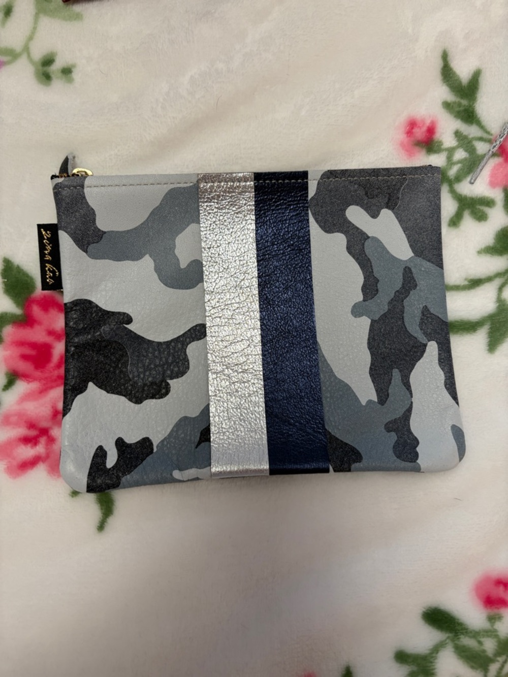 Gray Camo Stripe Zip Pouch